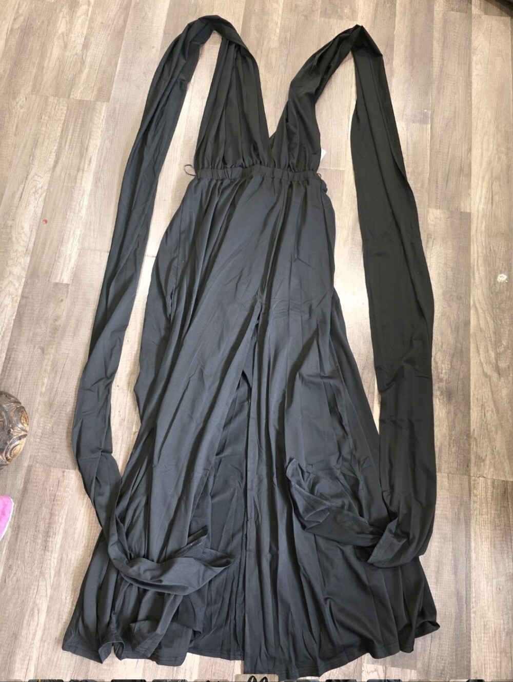 Nwt Amazon Multiway Slit Maxi Dress Elegant Black V-Neck Front Slit Gown Goth - Picture 5 of 12